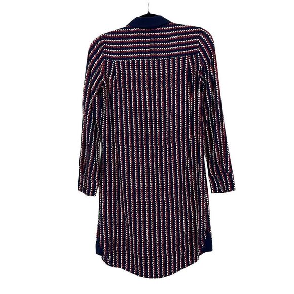 Draper James Heart Field Printed Shirt Dress Navy Red White Size 0 No Belt - Picture 4 of 6